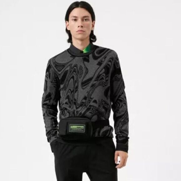 HUGO BOSS REGULAR-FIT SWEATER WITH JACQUARD-KNITTED GLITCH PATTERN XXL - Picture 2 of 9